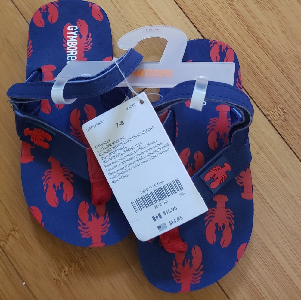 NWT Toddler Boys Navy Blue & Red Sandals size 7/8